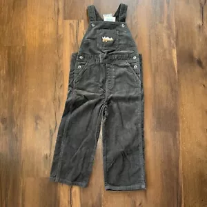 Janie and Jack Overalls Size 3 Gray Corduroy Embroidered Airplane - Picture 1 of 5