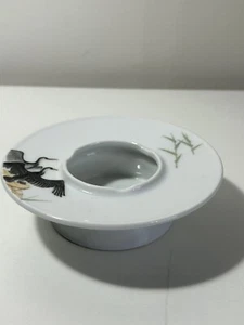 Vintage Noritake Porcelain Pedestal Ashtray Crane Design Marked Japan - Picture 1 of 8