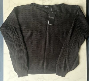 NWT Ralph Lauren Women SizeS Cropped Cable Sweater Black Lightweight Long Sleeve - Picture 1 of 12