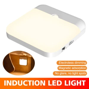Motion Sensor LED Night Light USB Rechargeable Closet Cabinet Wall Lamp Magnetic - Picture 1 of 17