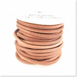 Premium Quality Natural Tan Light Brown Round Cowhide Leather Cord Spool - Ideal - Picture 1 of 5