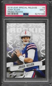 2018 JOSH ALLEN LEAF PRIZED ROOKIE BILLS UNIFORM GRADED PSA MINT 9 VERY LOW POP - Picture 1 of 1