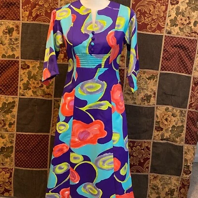 VINTAGE Tori Richard Liberty House Floral Maxi Dress Women's Size 8 Colorful 70s - Image 1 of 4
