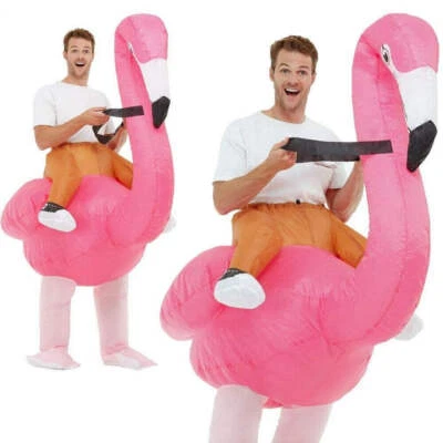 Inflatable Ride Em Flamingo Costume Hawaiian Beach Party Fancy Dress Outfit - Image 1 of 2