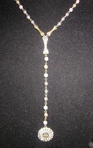 BETSEY JOHNSON BLACK LABEL MARILYN LIPS MEDALLION BRASS WITH BONES NECKLACE - Picture 1 of 5