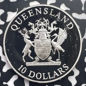 1989 Australia $10 Dollars Lot#C3634 Silver! Proof! Queensland - Picture 1 of 2