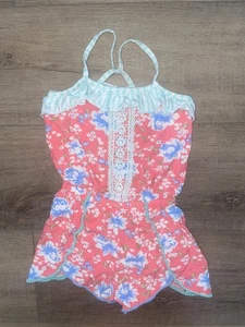 Matilda Jane Youth Size 8 Girls Floral Romper Pink/blue - Picture 1 of 6
