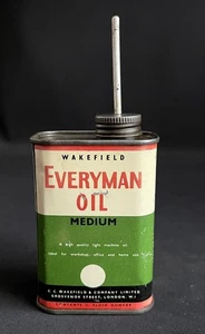 WAKEFIELD EVERYMANS VINTAGE CYCLE LUBRICATING OIL CAN BICYCLE OILER DISPLAY TIN - Picture 1 of 11
