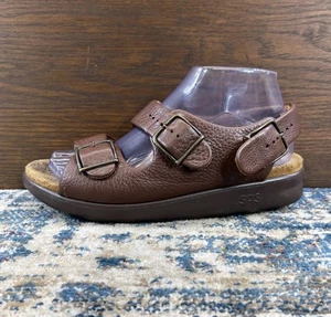 SAS Relaxed Sandals Pebbled Brown Leather Heel Strap Womens Sz US 7.5N - Picture 1 of 14