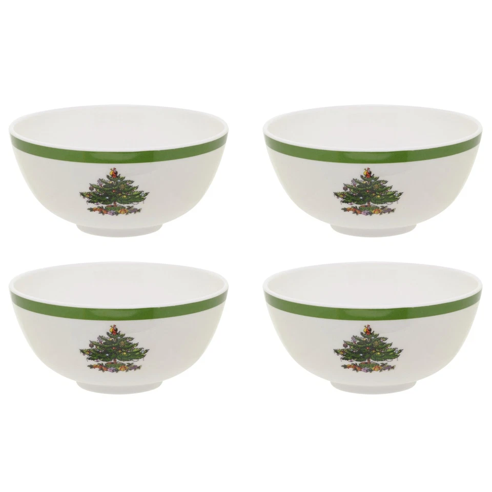 Spode Christmas Tree 6-Inch Melamine Bowls - Set of 4, Dishwasher Safe