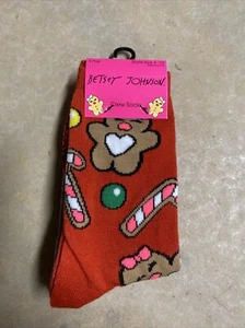 Betsey Johnson CHRISTMAS "GINGERBREAD-GRAY-BALLS" Socks 3 PAIR Womans 5-10 NEW - Picture 1 of 2