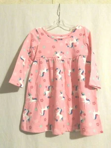 Size 12 month Forever Me Girl Pink Unicorn Long Sleeve Dress - Picture 1 of 3