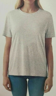 Blusa esplêndida feminina manga curta algodão modal gola redonda, branca/cinza, tamanho M - Imagem 1 de 4