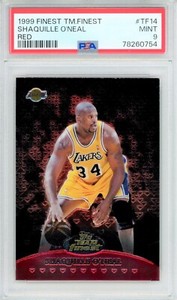 1999 Team Finest #TF14 SHAQUILLE/SHAQ O'NEAL Red #/500 HOF  PSA 9 MINT  Low Pop!