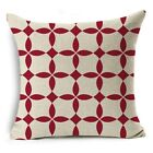 Red And White Geometry Cushion Cover 45x45cm Linen Decorative Pillow Cover