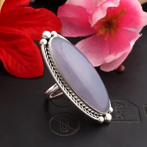 Large Oval Shaped Chalcedony Sterling Silver Ring Women Jewelry Gift 10 - Picture 1 of 5