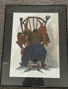 Afroamerikanisches Erotik ÖL Abstrakt AKT Erotik Gemälde - Bild 1 von 7