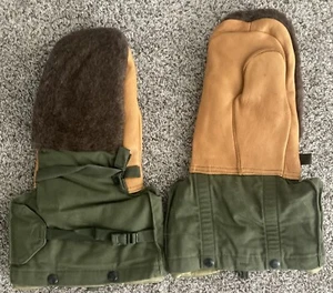 Guantes Mitones Militares - Grandes - CLIMA FRÍO EXTREMO - Piel Cuero Lana Verde - Imagen 1 de 10