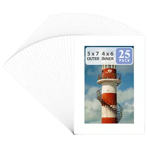 Confezione 25 Tappetini Fotografici 5x7 Bianchi Con Nucleo Bianco Per Immagini 4x6 - Foto 1 di 7