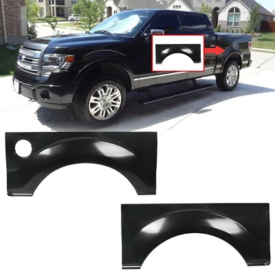 Pair of Gloss Black Rear Wheel Arch Steel Bed Panels For 09-14 Ford F150 F-150 - Image 1 of 4