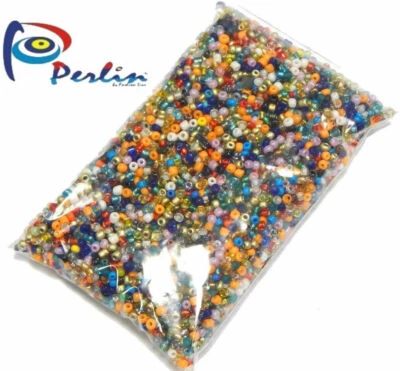 500g Rocailles Perlen 4mm Glas Rund MIX Mehrfarbig Opak Silbereinzug Z13#500g - Bild 1 von 3