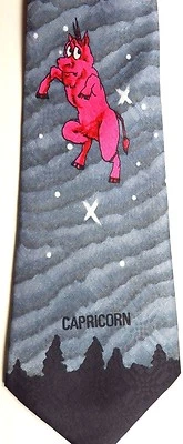 Corbata de poliéster A Rogers novedosa para hombre 57" X 3,75" Capricornio Foto 1 de 4