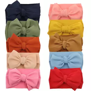 Baby Girl Bow Headbands Newborn Hairband Baby Turban Knotted Elastic Headwrap - Picture 1 of 12