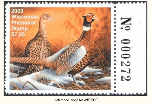 D2K Wisconsin Pheasant Stamp 2003 $7.25 w/#tab - Image 1 of 1