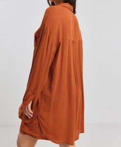 SIMPLY BE LADIES TERRACOTTA OVERSIZED CRINKLE LONG SLEEVE SHIRT NEW (527) SALE - Picture 1 of 3