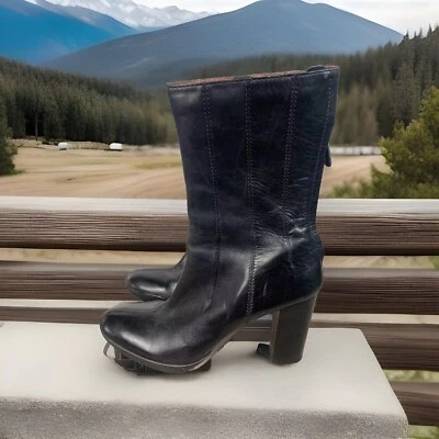 Botas Nike Lab G Series femininas tamanho 9.5B couro preto panturrilha média salto 4" RND13537 - Imagem 1 de 4