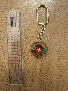 Vintage Schweiz Suisse Switzerland Keychain, Floral, Map - Picture 1 of 2