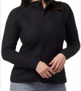 SmartWool Women S Hudson Trail Fleece Full Zip Jacket-Wool Bld-Zip Pockets-Black - Picture 1 of 9