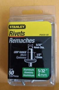 NOS STANLEY PAA58-5B 5/32"×1/2" ALUMINUM RIVETS 50 COUNT - Picture 1 of 3