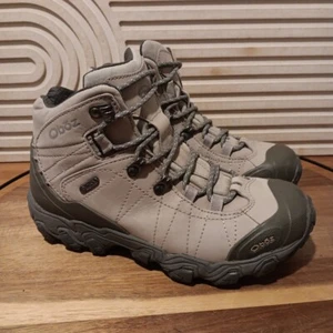 Oboz Womens Bridger Mid Waterproof Hiking Boots Sz 7.5 Gray Sand EXCELLENT! - Picture 1 of 9