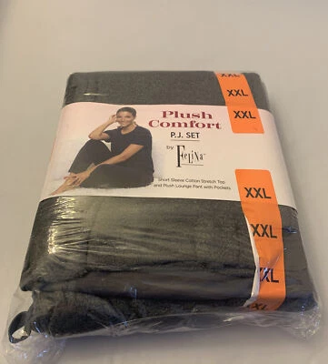 Conjunto de pijama de 2 piezas para mujer Felina manga corta top y pantalón de felpa con bolsillo XXL Foto 1 de 4