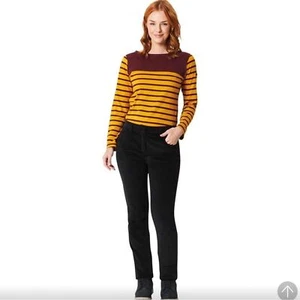 Regatta Womens Corduroy Pants Size 16 Slim Straight Stretch Twill Jean Black - Picture 1 of 14
