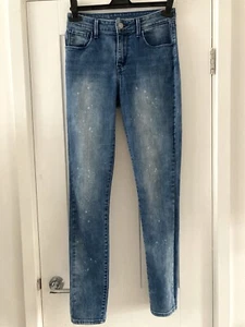 Pantalones de mezclilla ajustados elásticos de tiro alto azul medio talla W26 L32 Levis Strauss - Imagen 1 de 11