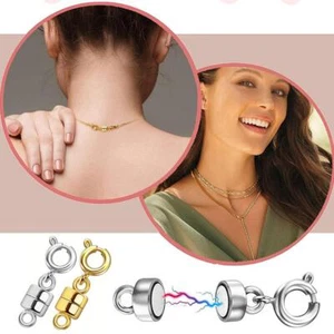 US-10Pcs Silver Gold Magnetic Clasp Hook for DIY Bracelet Necklace Jewelry - Picture 1 of 14