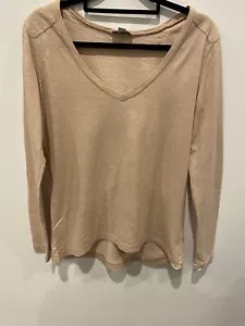 Witchery Long Sleeve Top Light Salmon With A Soft Glitter 100% Cotton BNWOT - Picture 1 of 5