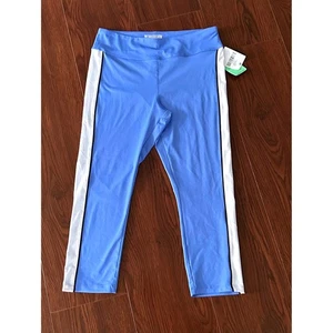 Forever 21 Medium  M Blue Active Leggings White Stripe Cropped Athletic Womens - Picture 1 of 6