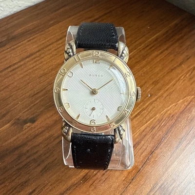 Vintage Buren Mechanical Watch Tear Drop Lugs Numeral Bezel Unique Works - Image 1 of 4