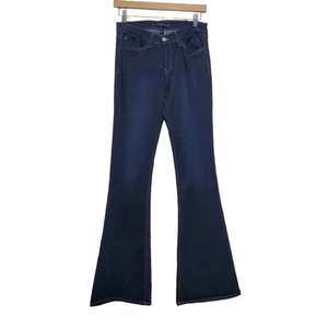 Flying Monkey Größe 28 dunkelindigo ausgestelltes Bein Denim Jeans 36" Schrittlänge Stretch - Bild 1 von 9