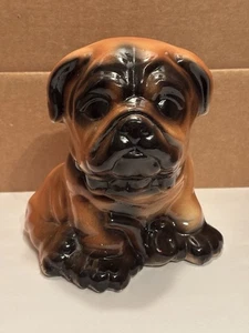 Vintage Keramik Französische Bulldogge Hund Mops Welpe mit Pfeife Figur Türstopper 7 1/4" - Bild 1 von 8