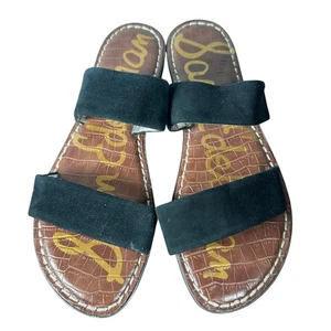 Sam Edelman Gala Damen-Sandale 2 Riemen schwarzes Wildleder 8,5 Slipper flache Schuhe - Bild 1 von 8