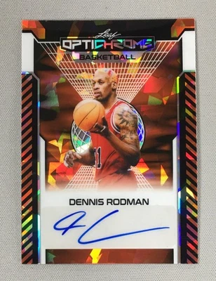 Dennis Rodman 2025 Leaf OPTICHROME Orange Crystal 1/1 Auto CHICAGO BULLS - Image 1 of 2