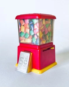 Vintage 1988 Galoob Mini BUBBLE GUM MACHINE 3” Contenitore Caramelle ROSSO - Foto 1 di 4