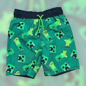 Minecraft Boys Size Medium Swim Trunks Shorts Green - Picture 1 of 5