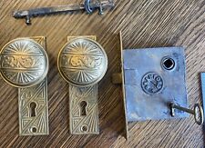 Antiques Vintage Branford F-12300 boutons de porte serrure mortice clés plaques arrière C. 1893