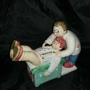 Lotus 1995 Doctor and Patient Humorous Teapot Patients Chest Opens As Lid - Picture 1 of 7