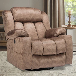 Manual Swivel Rocker Recliner Chair Glider Rocking Recliner w/ Heat & Massage - Picture 1 of 32